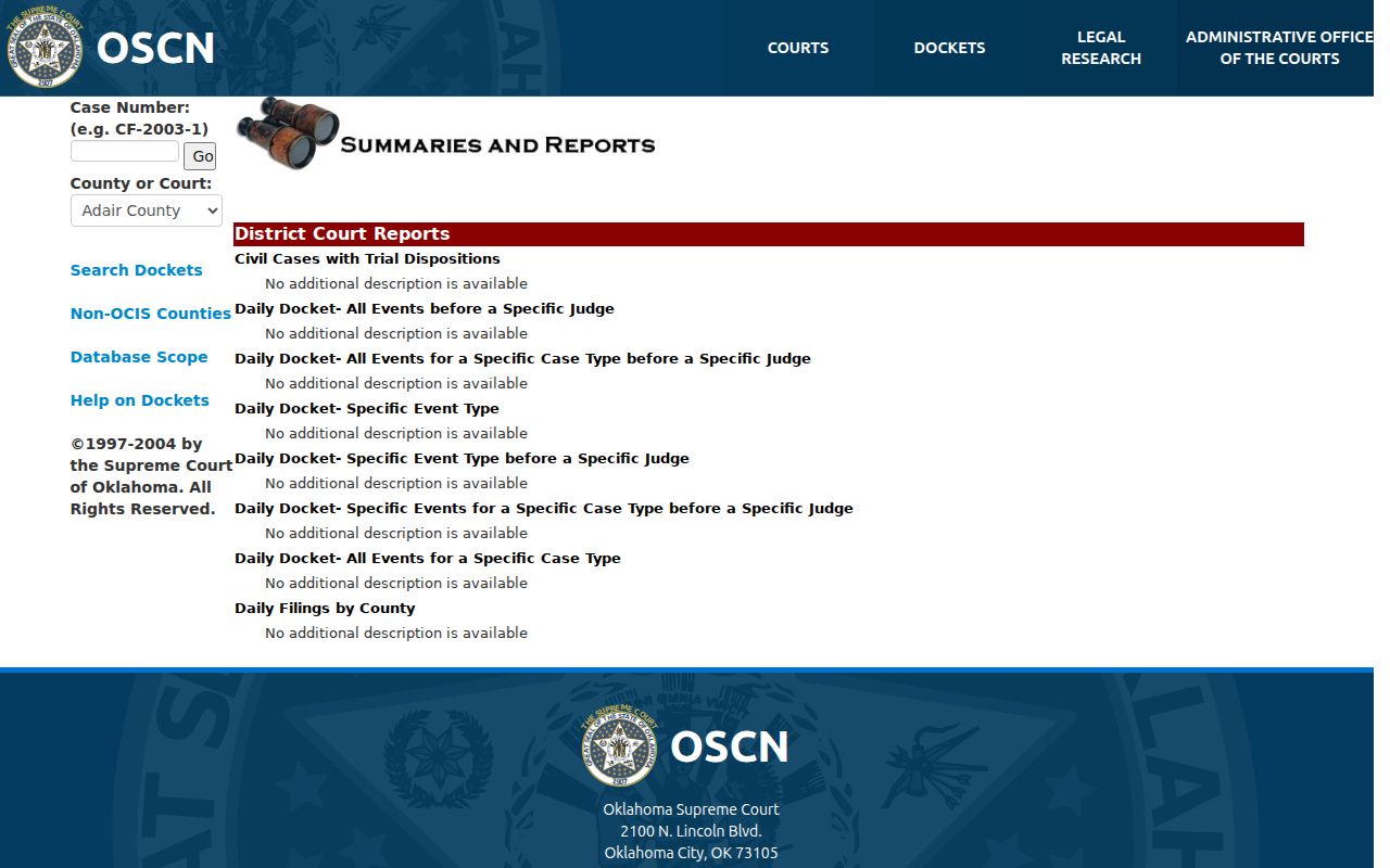 McClain County arrest warrant records in an OSCN docket
