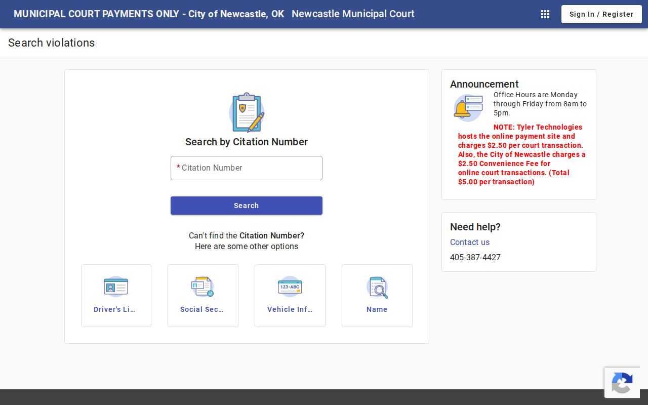 Newcastle municipal court warrant records and McClain County city-court routing